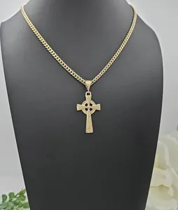 Authentic The Eternal Knot of Radiance: 14k Gold-Plated Celtic Cross