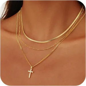 Authentic Radiant Devotion: Layered 14K Gold Plated Cross Talisman