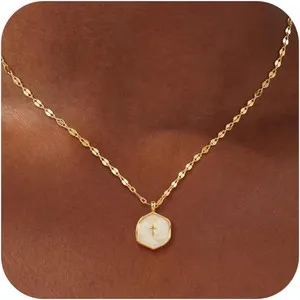 Authentic The Golden Halo Cross: Dainty 14K Gold-Plated Sacred Coin Talisman