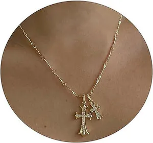 Authentic The Celestial Radiance Dainty Gold Cross Amulet