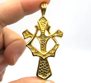 Authentic The Celestial Sovereign: 18K Gold-Plated Cross within the Circle of Eternal Power