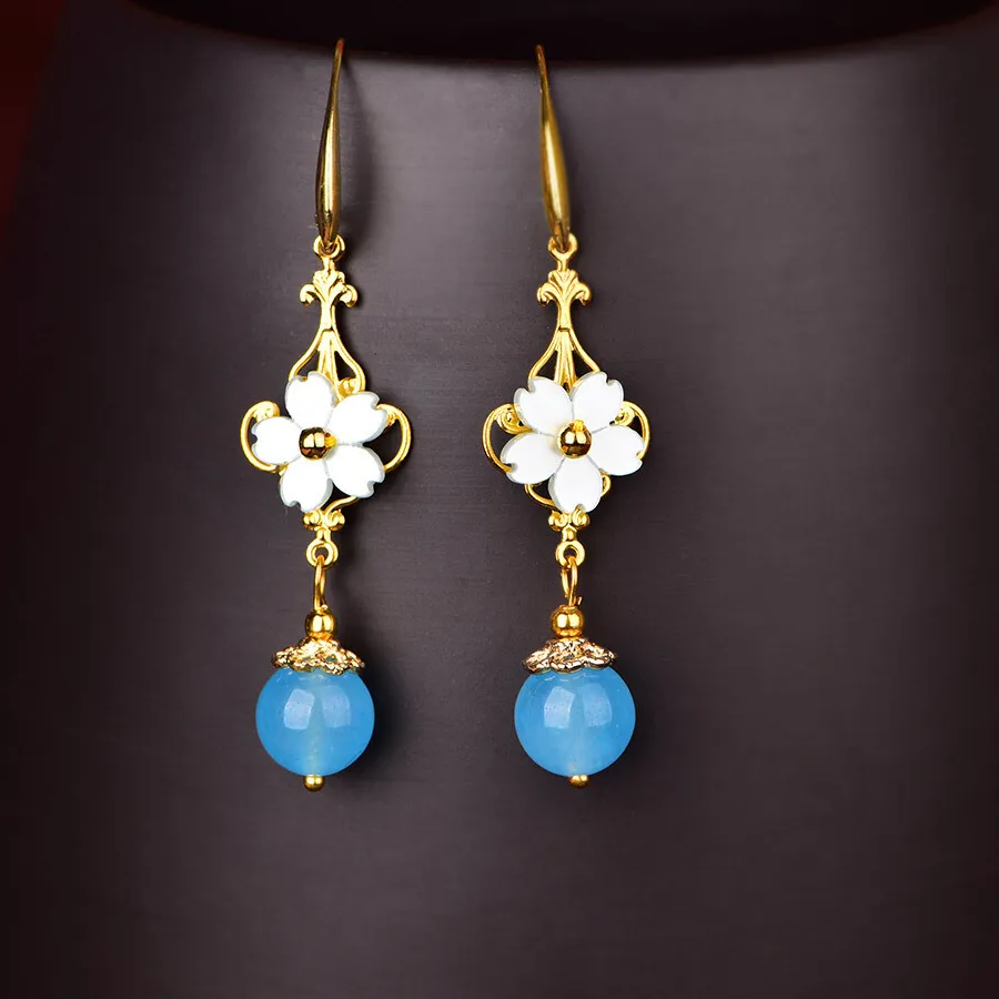 Authentic Guardian of the Blue Depths: Jade Bead Earrings