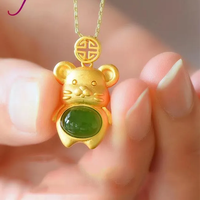 Authentic The Golden Weaver of Prosperity: Jade Mouse Amulet