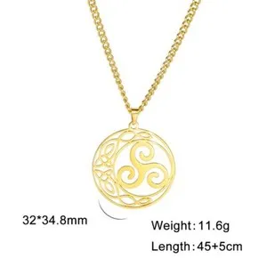 Authentic Necklace Crescent Spiral Triskele Triangle Necklace Amulet Men Women Jewelry