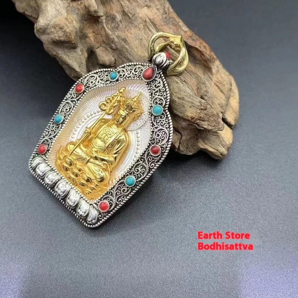 Authentic The Golden Sanctum: S999 Fine Silver Tibetan Buddha Shrine Amulet of the Five Deities