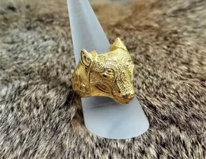Authentic Fenrir Wolf Ring STERLING SILVER 925 18 K Gold Plated Celtic Amulet Viking Jewel