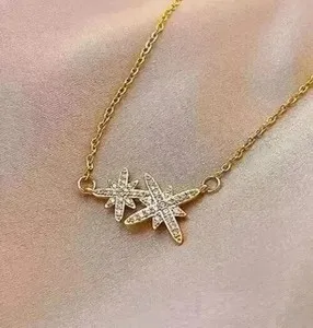 Authentic 2 Ct Round Simulated Diamond Women Amulet Star Pendant 14k Yellow Gold Plated