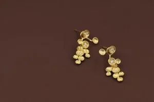 Authentic Vine of Abundance Gold-Gilded Grape Earrings