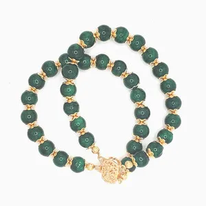 Authentic Twin‑Row Emerald Whisper Jade Bracelet with Golden Filigree