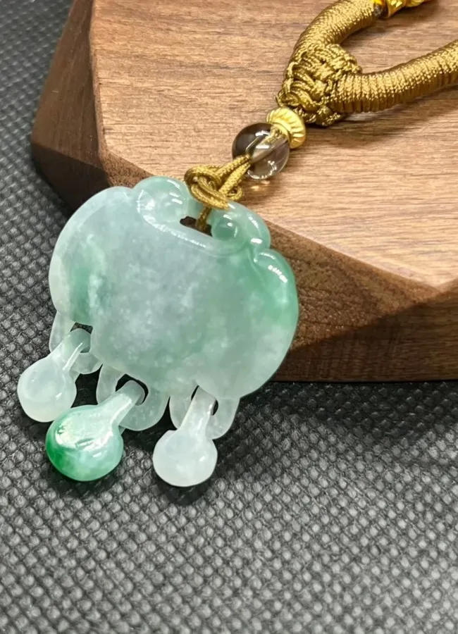 Authentic The Verdant Sanctuary: Myanmar Jadeite Safety Lock Amulet