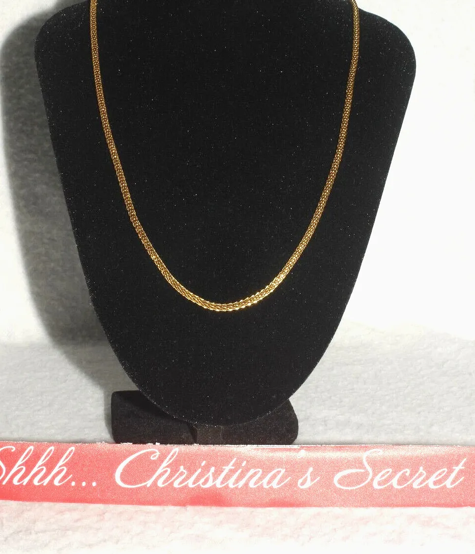 Authentic VINTAGE Gold Plated Necklace Chain Round Mesh Cage Design
