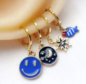 Authentic Celestial Radiance: Sun, Moon, and Eye Hoop Earrings