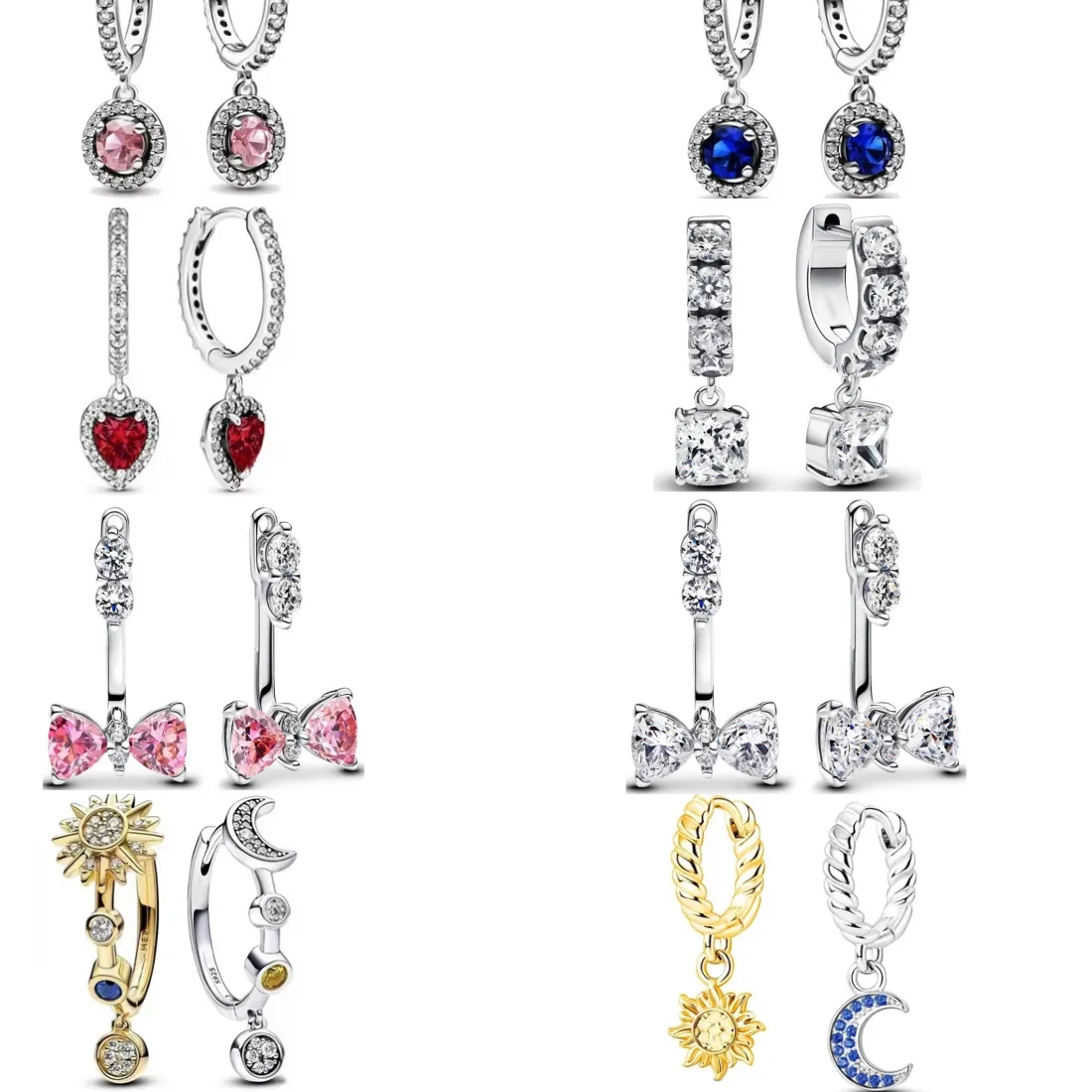 Authentic Celestial Bow and Luminary Double Hoop Earrings in Sterling Silver