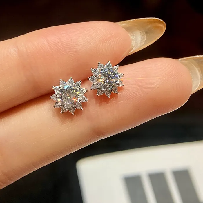 Authentic Sunflower Halo Radiance: 0.5CT Moissanite Earrings