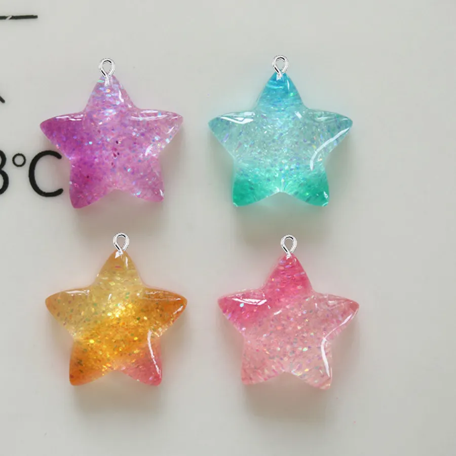Authentic 10PCS Gradient Star Series Flat Back Charms For Earrings Bracelet Hairpin DIY Jewelry Pendants Decoration Accessories