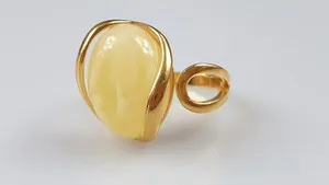 Authentic Luminous Sun-Drop: The Ethereal White Amber Radiance Ring