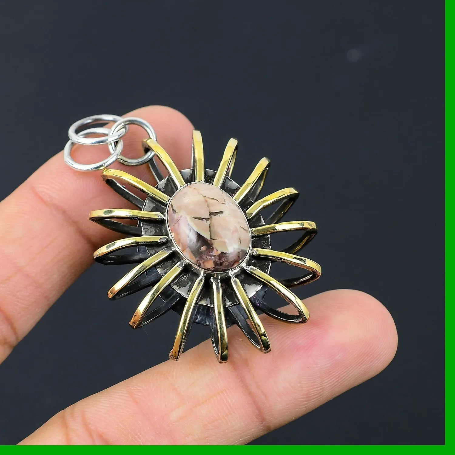 Authentic The Chrysalis of Earth: 925 Silver and 18K Gold Plated Butterfly Jasper Talisman