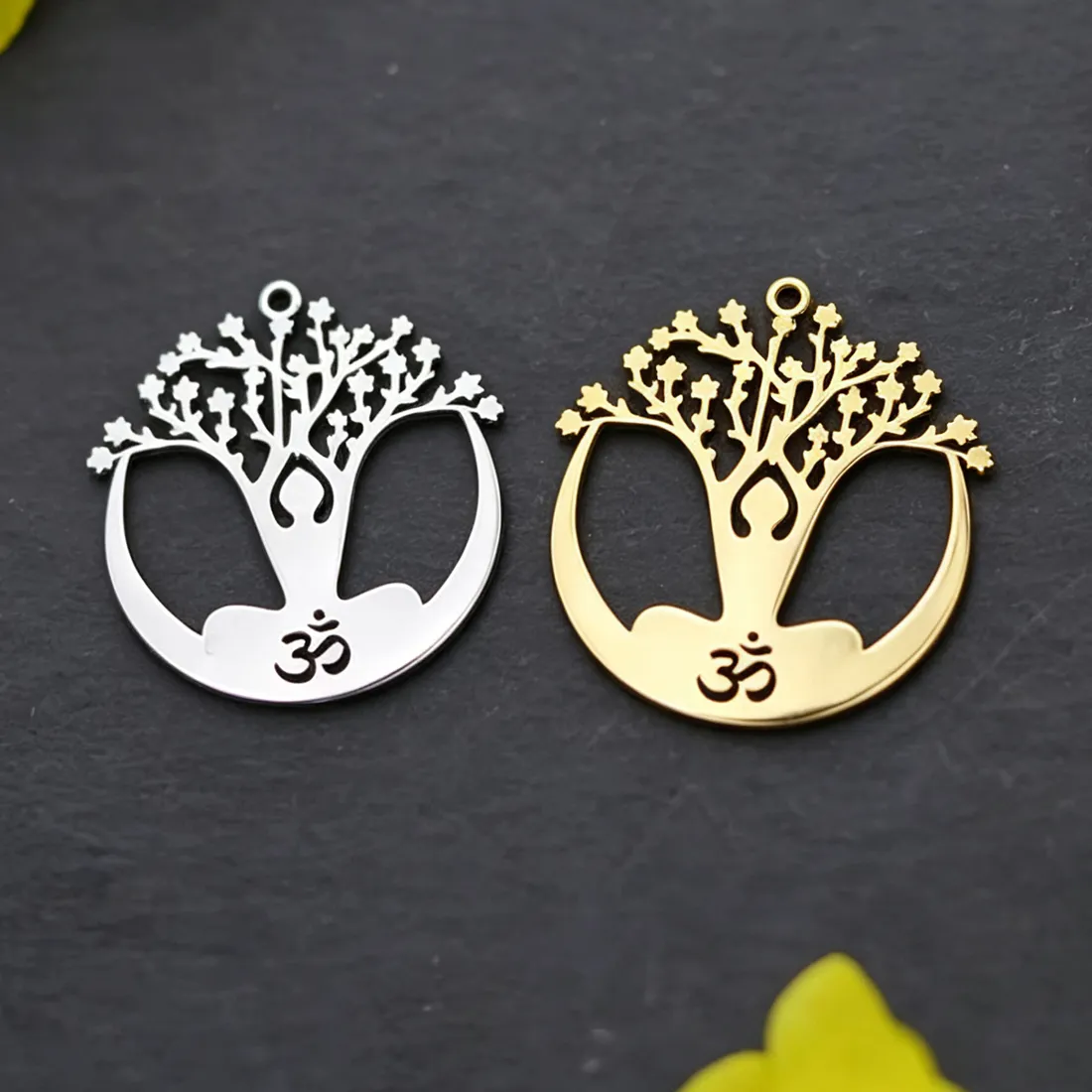 Authentic Om Yoga Tree of Life Charms – 3‑Piece Mystical Pendant Set