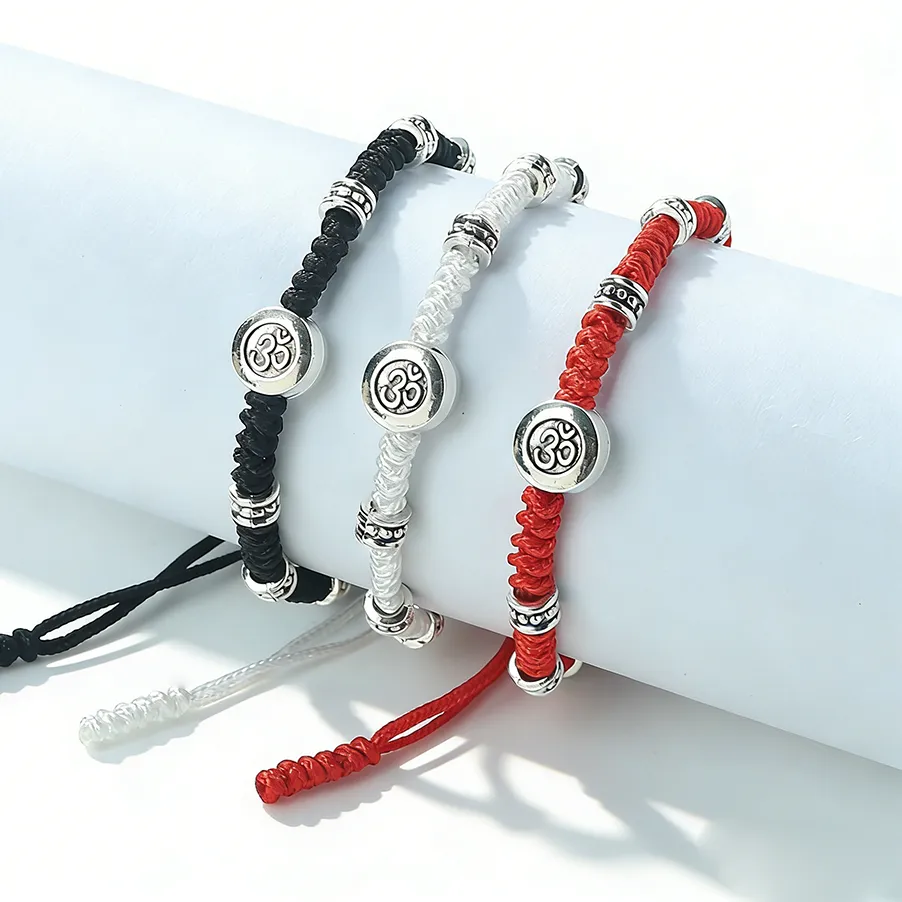 Authentic Buddhism Yoga OM Braided Bracelets For Women Men Handmade Red Rope Knots Lucky Charm Bracelets & Bangles Friendship Jewelry