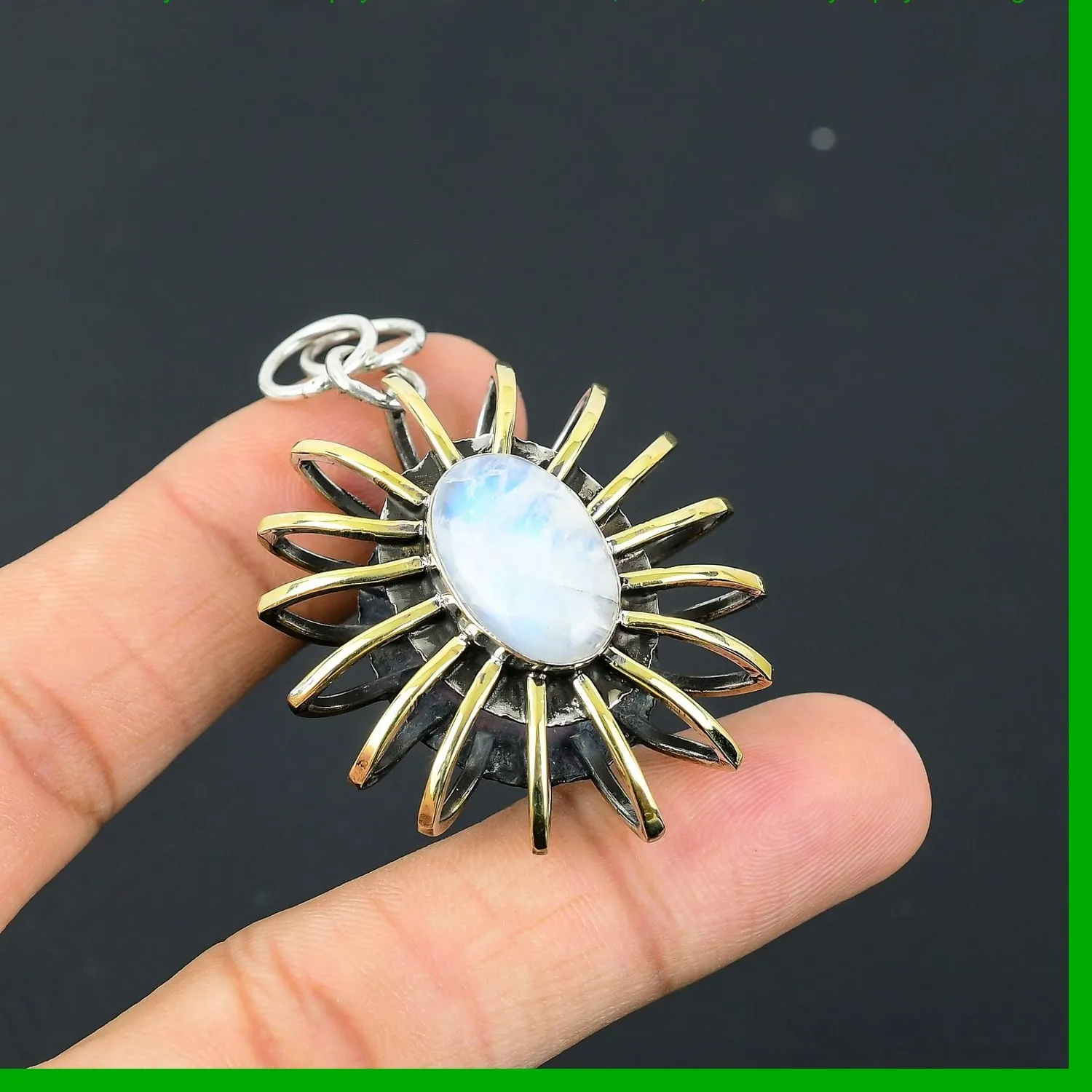 Authentic Celestial Embrace 18K Gold Plated Rainbow Moonstone Talisman
