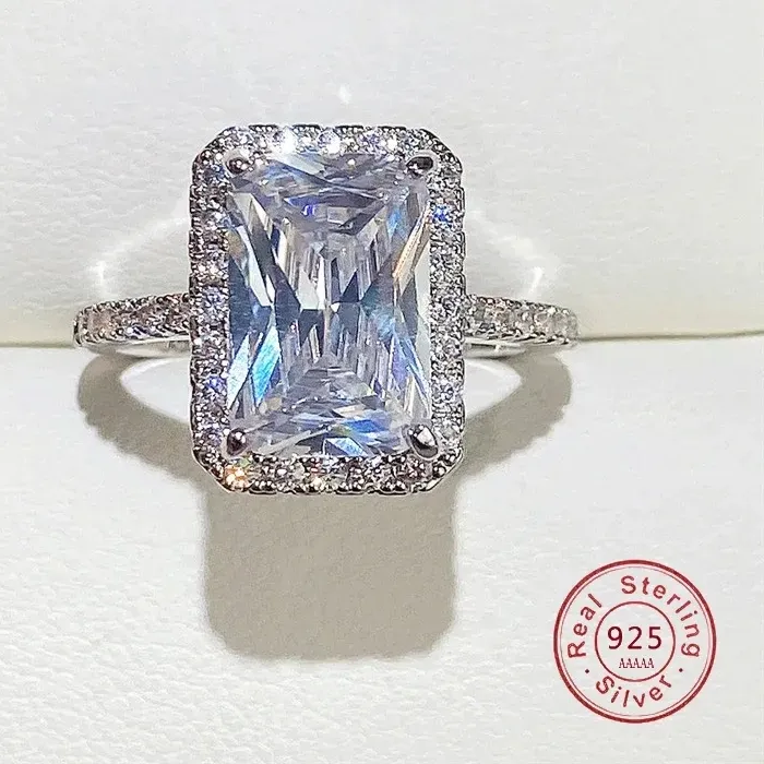 Authentic The Eternal Quadrant Moissanite Solitaire Ring in Sterling Silver