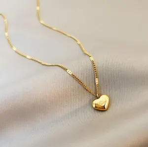 Authentic 18K Gold Plated Love Heart Pendant Chain Necklace Love