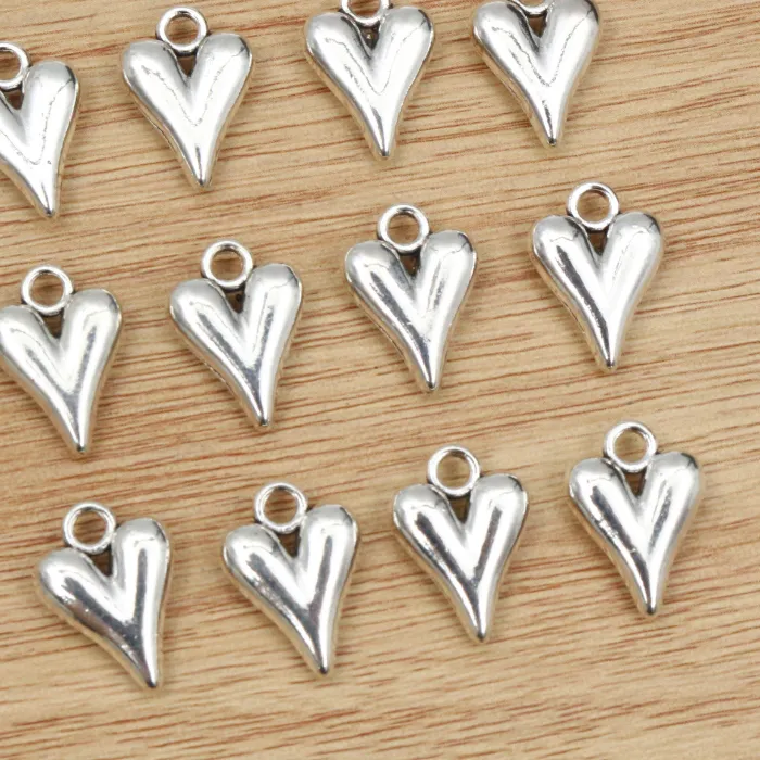Authentic Heart of Devotion: 20 Antique Silver Plated Heart Charms
