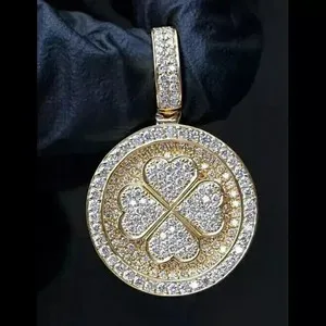 Authentic Celestial Heart and Circle Moissanite Pendant in Radiant 14K Yellow Gold