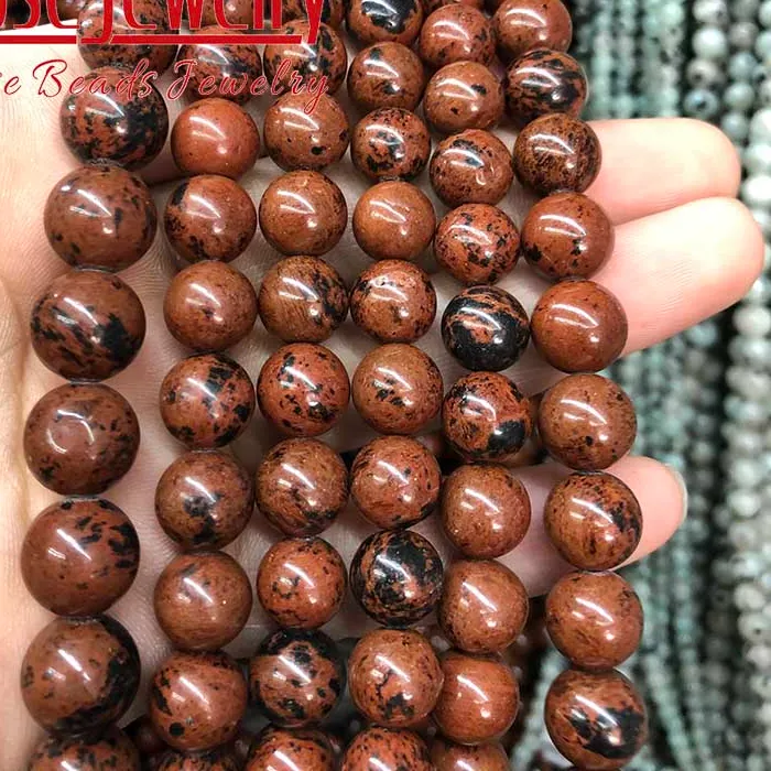 Authentic Natural Mahogany Obsidian Beads Golden Swan Stone Round Beads 4 6 8 10 12mm For Jewelry Making DIY Bracelets Accessories 15"