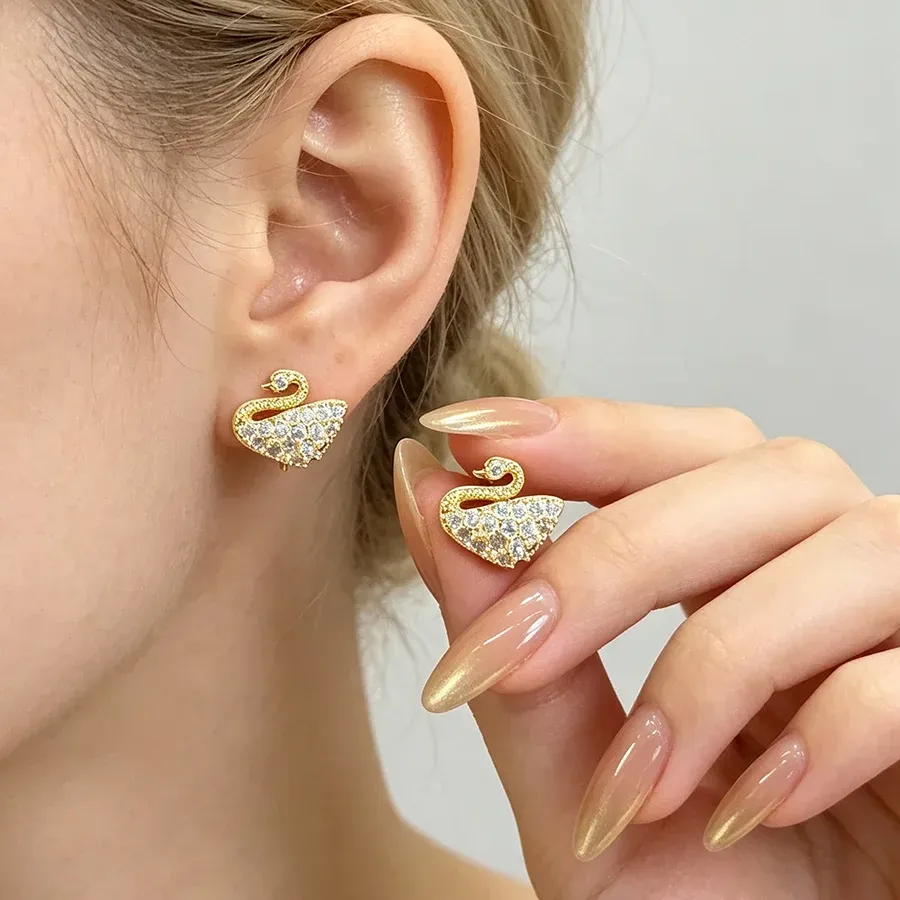 Authentic The Grace of the Eternal Swan Zircon Studs