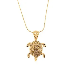 Authentic Sea Turtle Tortoise Money Pendant Necklace Charm Costume Jewelr 18k Gold Plated