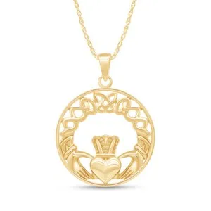 Authentic Eternal Loyalty: The Celtic Knot Claddagh Talisman in 14K Gold Over Silver