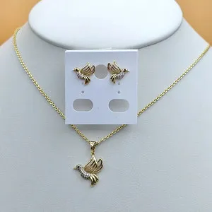 Authentic 14K Gold Plated Dove Set: Pendant, Chain & Earrings. Beginning Peace Holy
