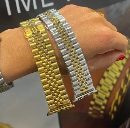 Authentic NWT Two-Tone Adjustable Apple Watch Band – 18k Gold Plated