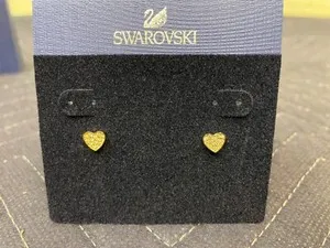 Authentic Swarovski Cupid Gold Plated Stud Earrings 5274222 in Box Heart Shape
