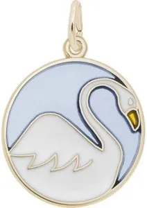 Authentic Gold-Plated 925 Seven Swans A Swimming Charm Blue White &Yellow Enamel Rembrandt