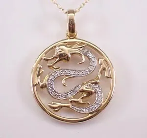 Authentic Dragon's Radiant Heart: 0.30 Ct Moissanite Pendant in 14K Gold
