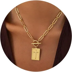 Authentic The Golden Anchor Cross Toggle Necklace