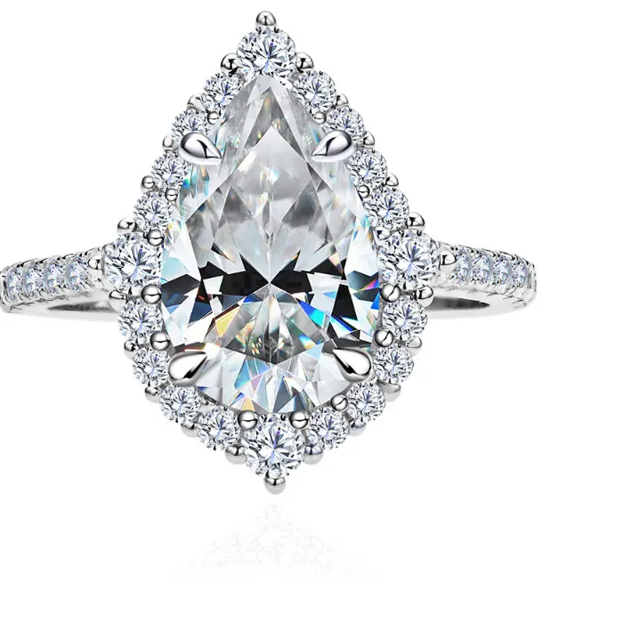 Authentic Celestial Harmony: Pear Cut Moissanite Brilliance