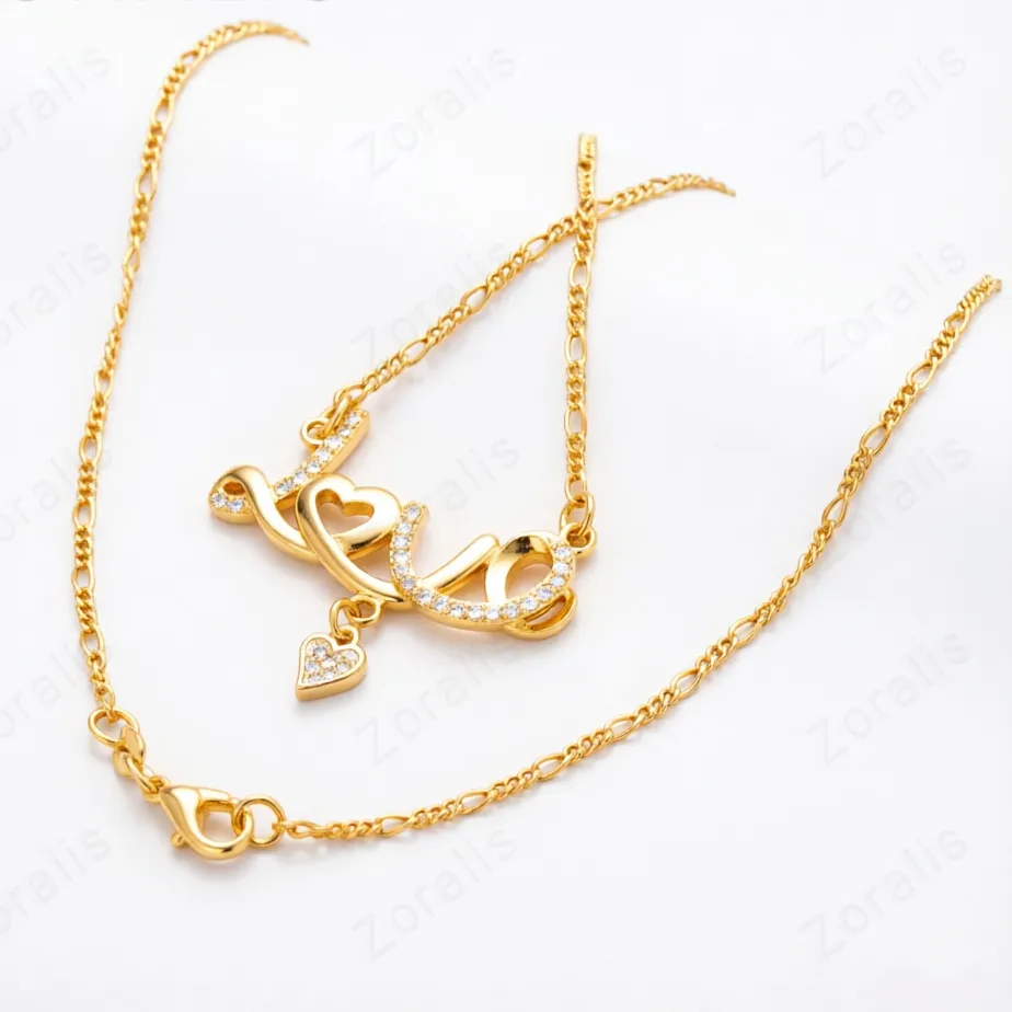 Authentic 18K Gold Heart Love Symbol Pendant Necklace For Women Lady Chain Wedding Engagement Charm Jewelry