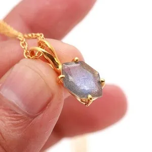 Authentic The Celestial Veil Labradorite Hexagon Amulet