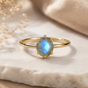 Authentic The Aurora Solitaire: Labradorite and Gold-Plated Sterling Silver Talisman