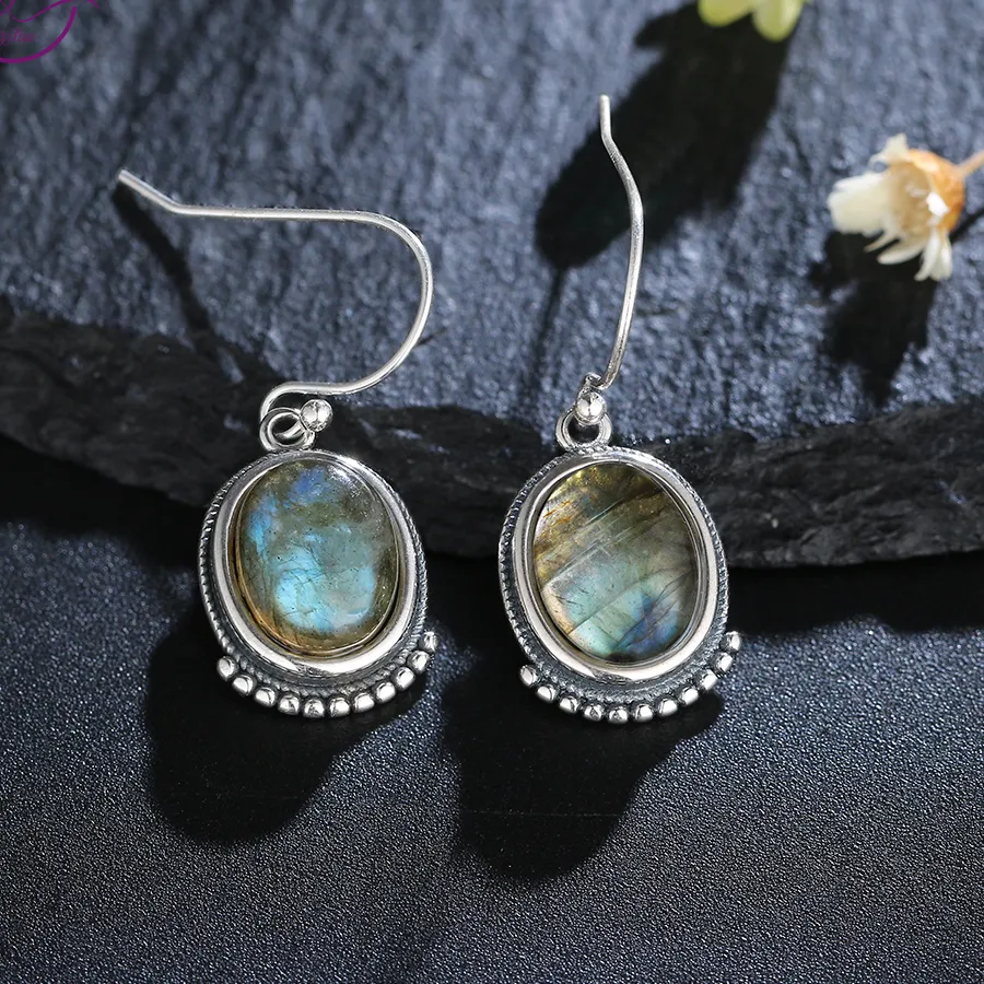Authentic Celestial Dreams: Labradorite Amulet Earrings for Spiritual Guardians