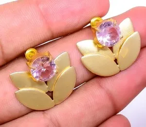 Authentic Botanical Heart Rose Quartz Ethereal Studs