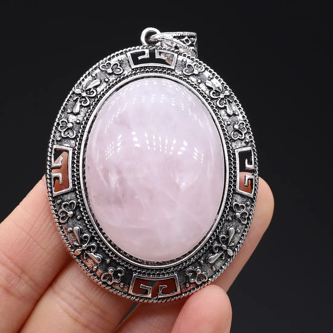 Authentic 45X69Mm Natural Stone Crystal Rose Quartz Lapis Lazuli Oval Pendant Charms For Jewelry Making Supplies Diy Necklace Accessories