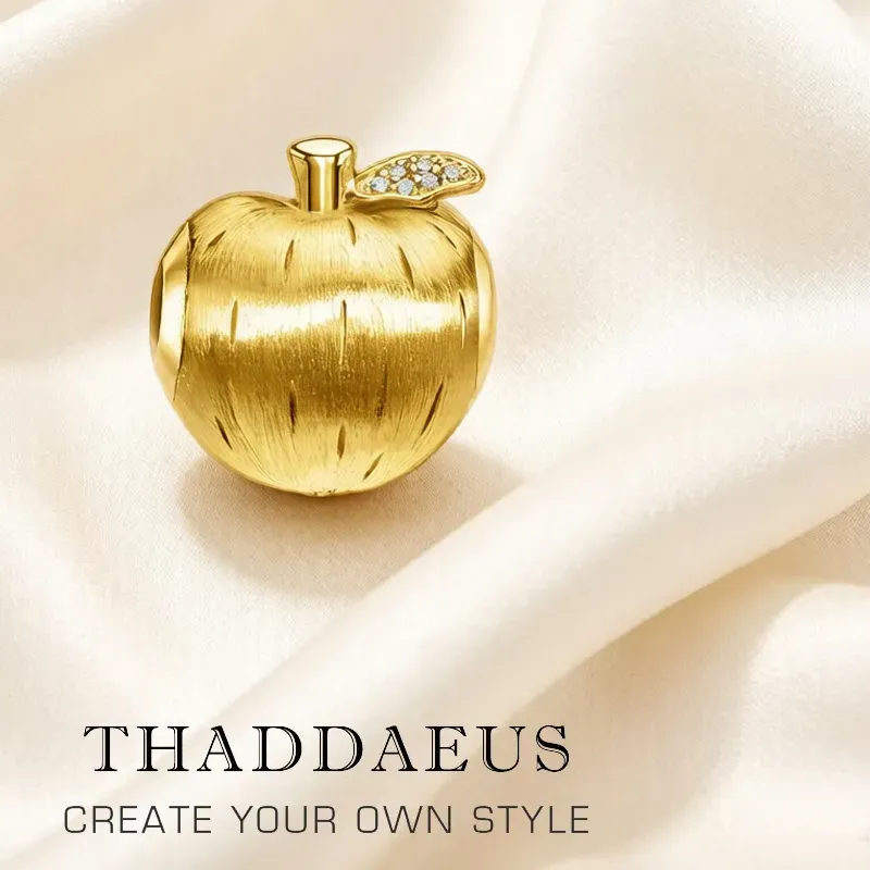 Authentic Bead Apple Gold Color 925 Sterling Silver Charms Europe Jewelry Accessories For Women