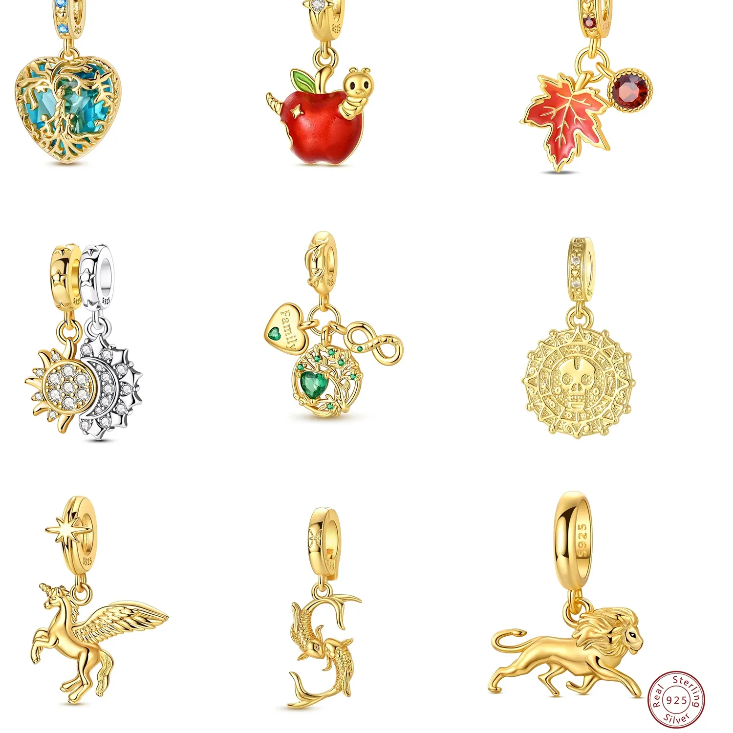 Authentic Hot 925 Silver Gold Pendant Bead Aircraft Apple Pendant Fit Original Bracelet Women's DIY Jewelry Gift