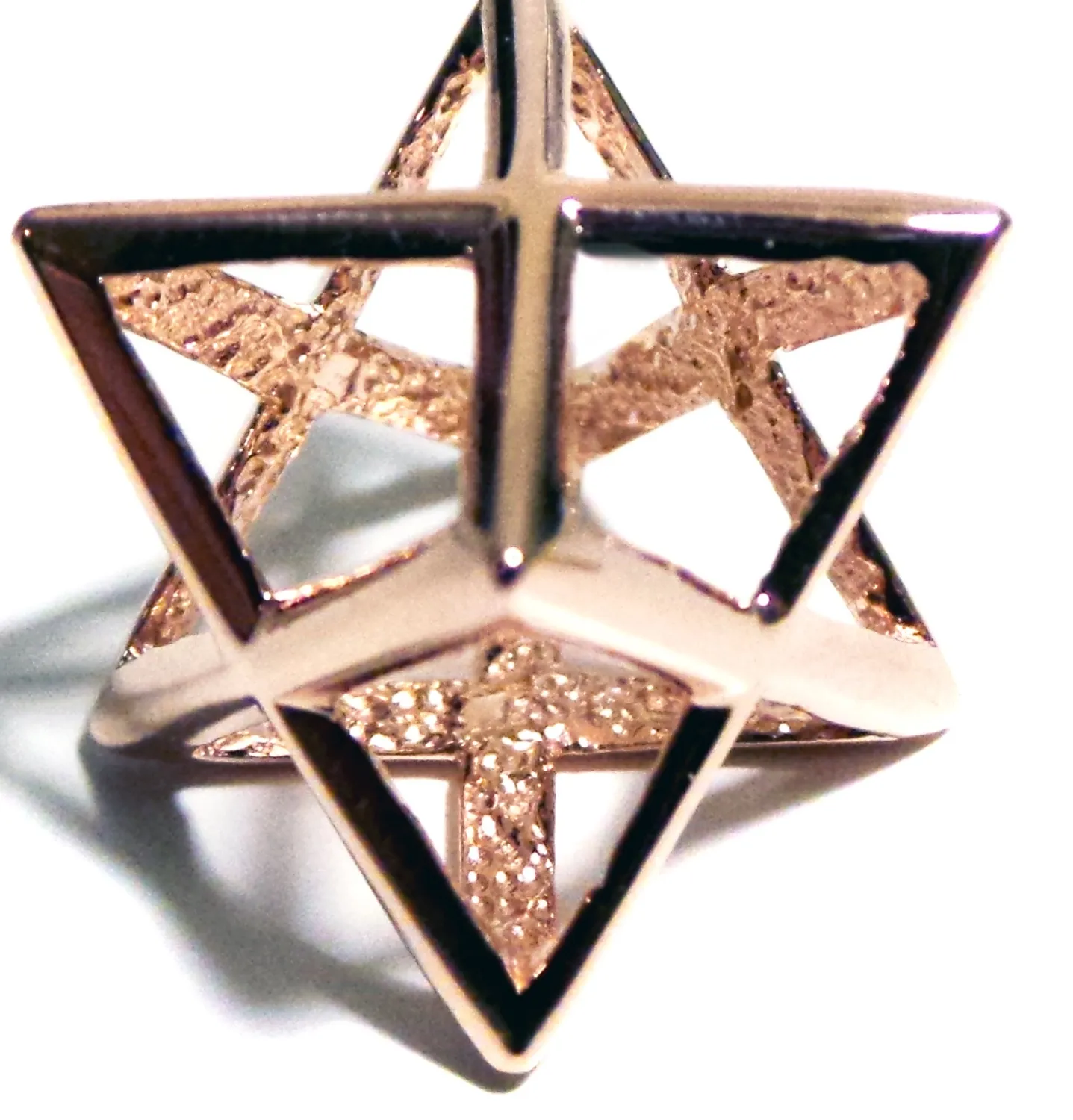 Authentic 🌟LARGE 1" Sterling Silver~Rose~Gold Merkaba Merkava Merkavah Kabbalah Pendant