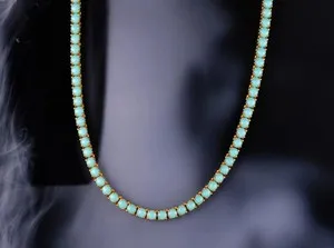 Authentic The Celestial Azure Chain - 14k Gold-Plated Turquoise Tennis Necklace