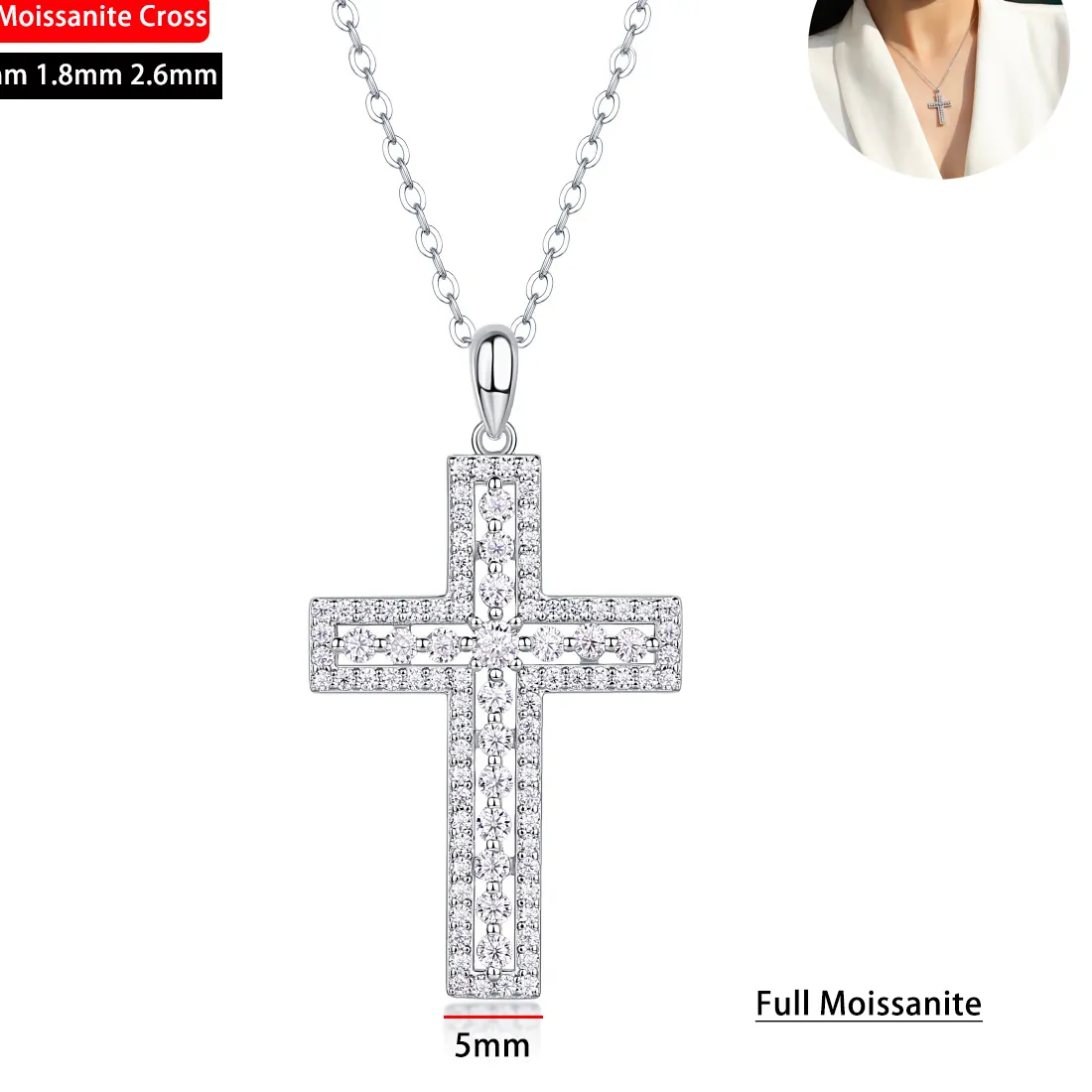 Authentic Celestial Moissanite Cross of Serenity